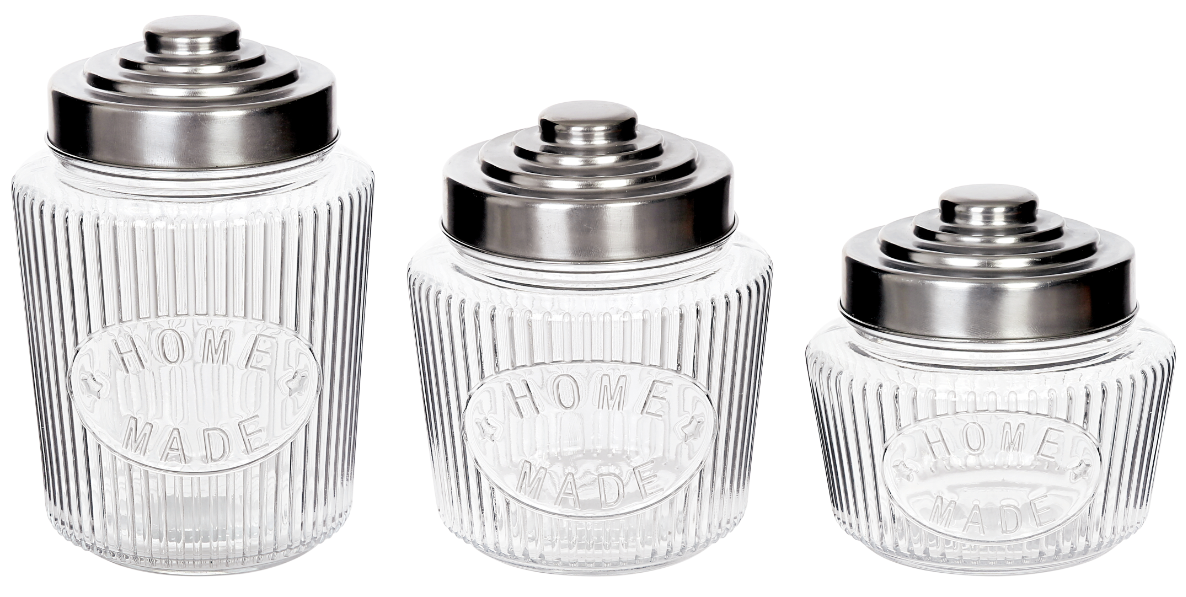 HOME MADE” Striped storage bottle